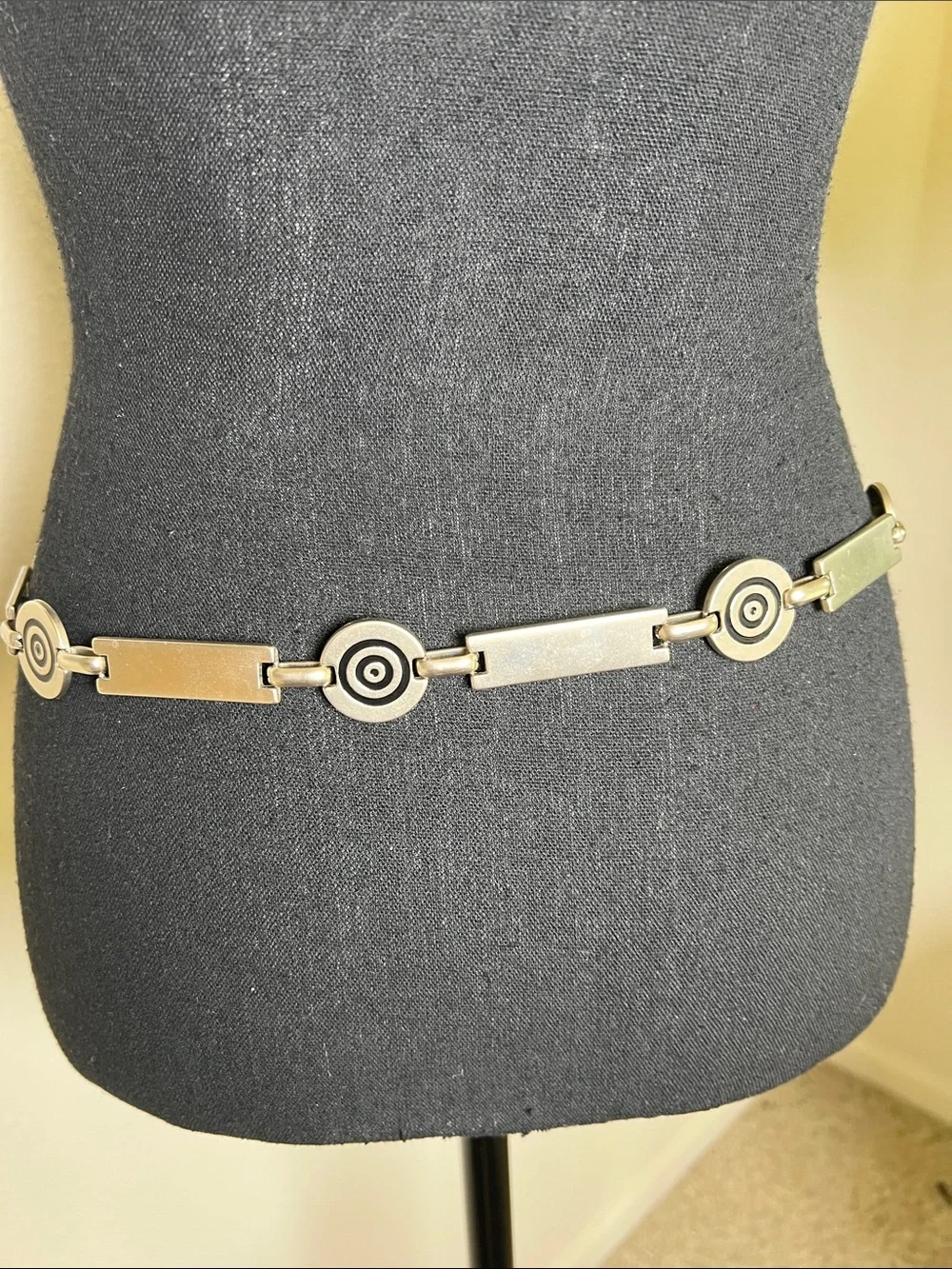 ESCADA Women’s Matted Silver Tone Contempo Bar Target Chain Link Belt